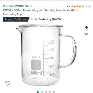 QWORK 500ml Beaker Mug with Handle
